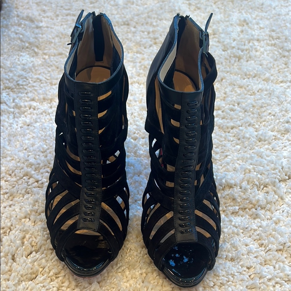 Authentic Christian Louboutin Black High-Heeled Strappy Heels